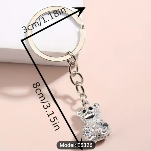 NWT Silver Rhinestone teddy bear 🧸 keychain. - Picture 2 of 3